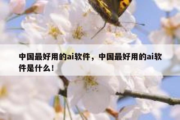 中国最好用的ai软件，中国最好用的ai软件是什么！ 第1张